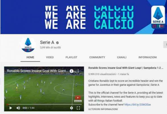 Highlights Serie A Youtube: how and where to see all the goals of the matches