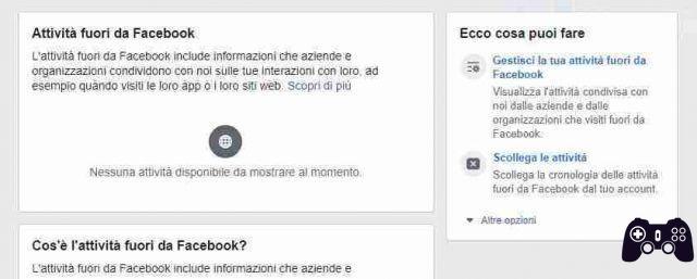 Cómo acceder a la herramienta de actividad fuera de Facebook