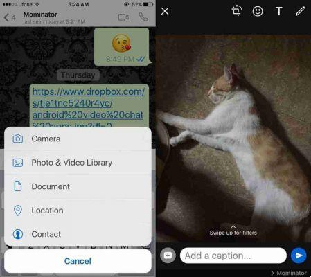 WhatsApp for iOS: added filters and albums for photos and videos