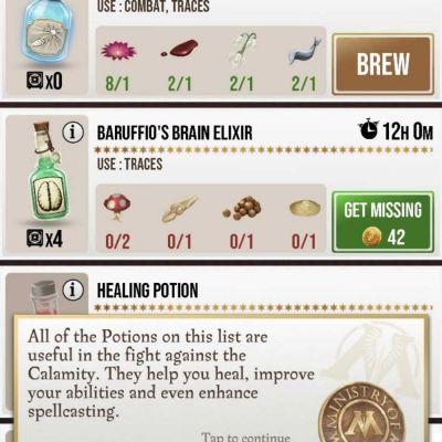 Harry Potter : Wizard Unite, guide d'utilisation des potions