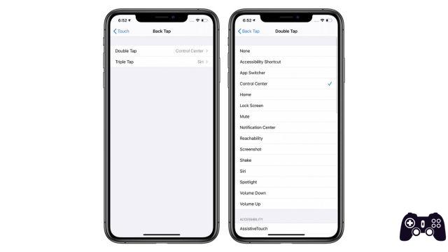 iOS 14, atalhos iniciados tocando na parte de trás do iPhone