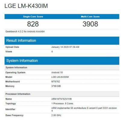 Ha aparecido un nuevo teléfono inteligente LG en GeekBench