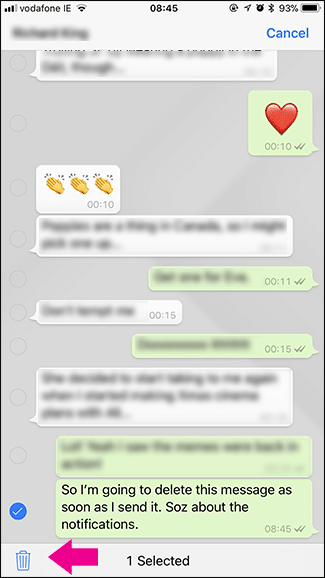 Cómo borrar mensajes de WhatsApp