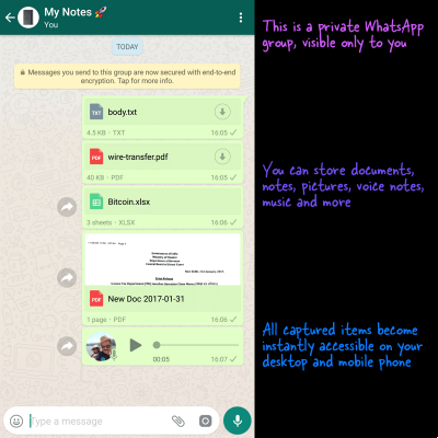 WhatsApp en tant qu'archive privée, voici comment. Discutez avec vous-même