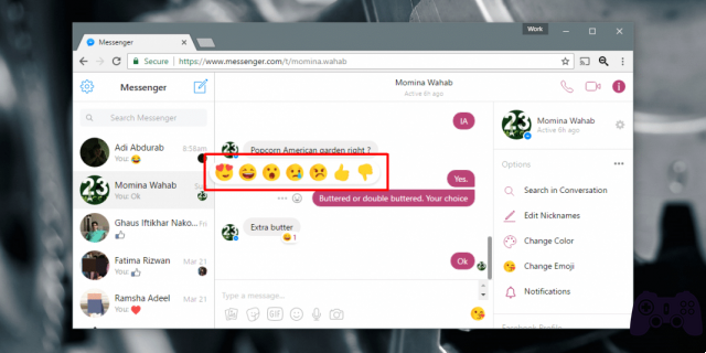 Facebook Messenger reactions how to use