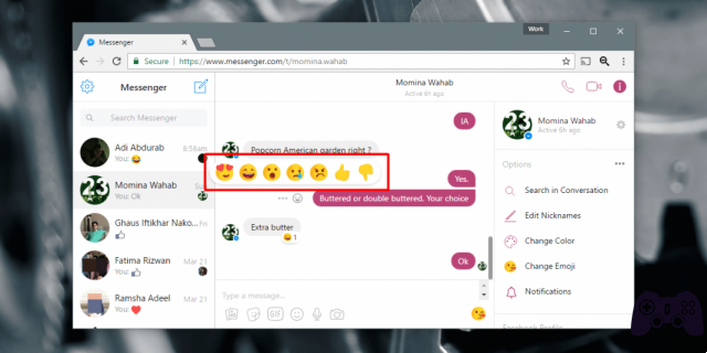 Reacciones de Facebook Messenger cómo usar