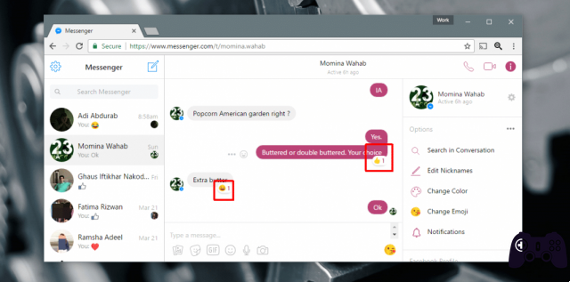 Facebook Messenger réactions comment utiliser