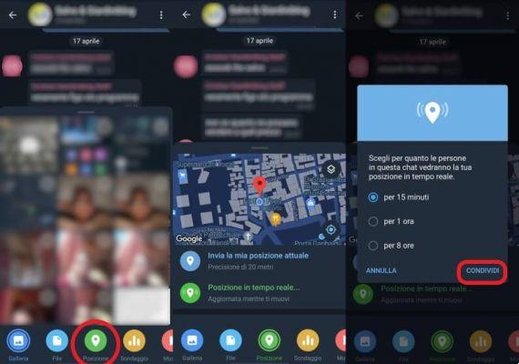 Share location with the most popular applications: Whatsapp, Telegram, Maps