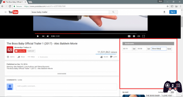 Comment ajouter des signets pour une vidéo Youtube [Chrome]